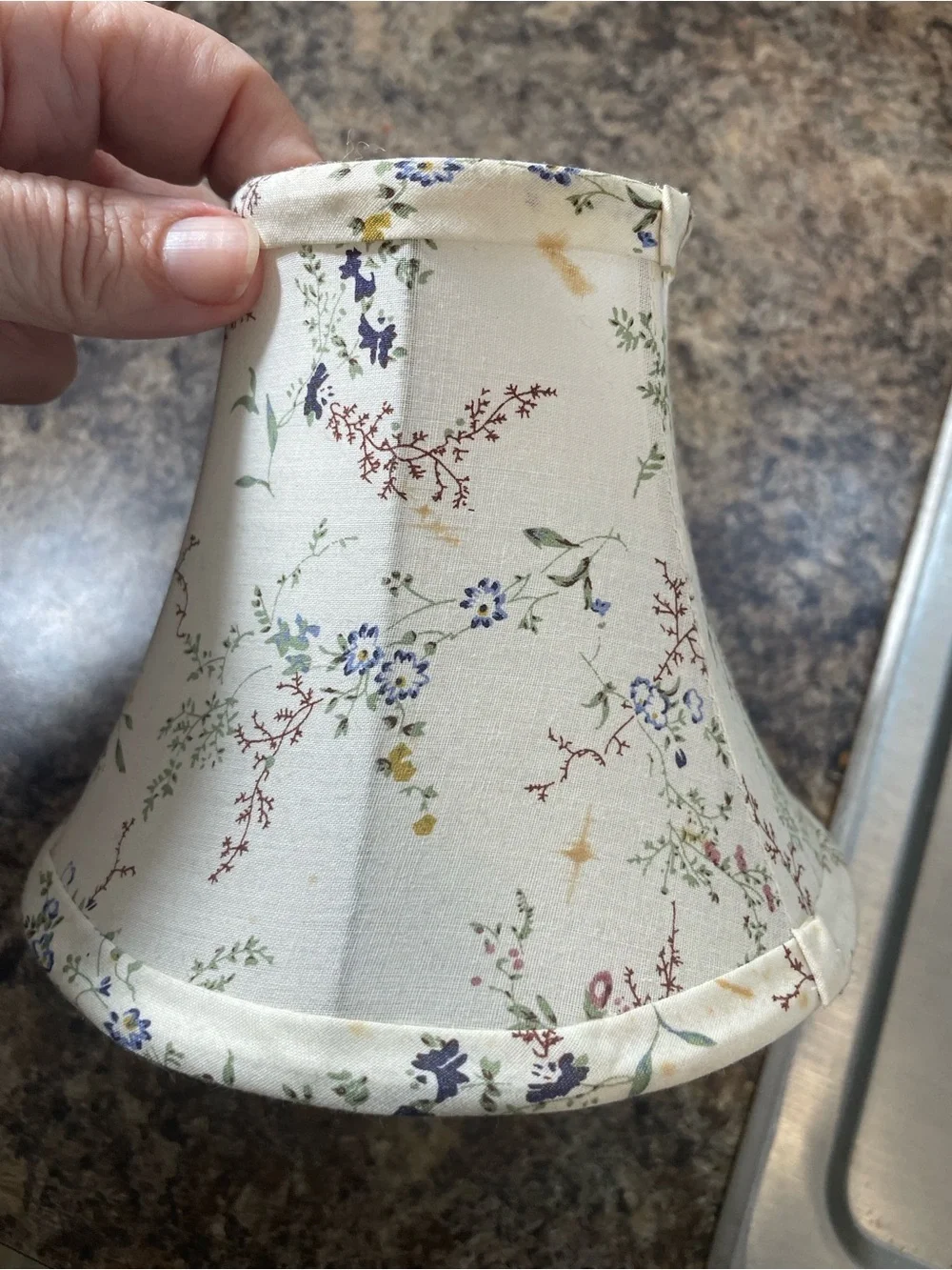ACME Orange Mini Cast Iron Stove Lantern Vtg Salesmen Sample Floral Fabric Shade